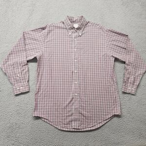 Brooks Brothers Shirt‎ Mens Large Red Plaid The Original Polo Shirt Traditional